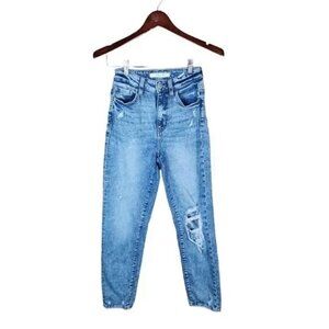 Willow + Root The Mom Fit Distressed High Rise Size 23